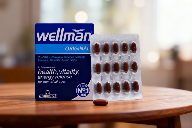 بهترین زمان مصرف قرص ول من اورجینال روی میز چوبی